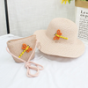 Kids Fashion Beach Shade Sunscreen Straw Hat Dragonfly Straw Bag Set