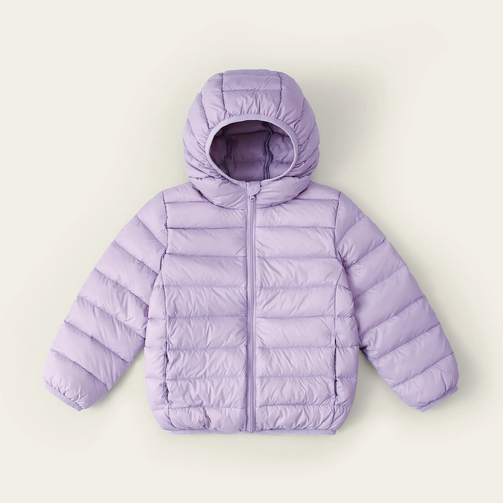 Kids Simple Solid Color Long Sleeve Hooded Warm Down Jacket