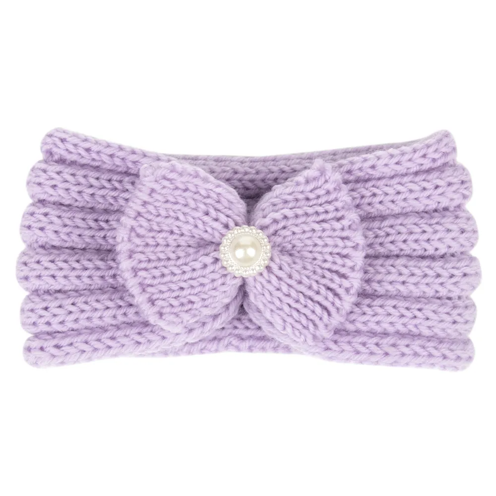 Kids Cute Bowknot Bunny Ears Wool Warm Headband