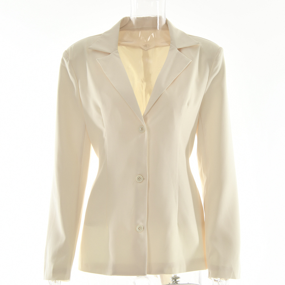 Women Fashion Elegant Long Sleeve Solid Color Lapel Blazer