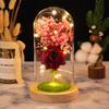 Simulation Immortal Flower Glass Cover Valentine'S Day Creative Gift Glowing LED Light Decoration Gift
