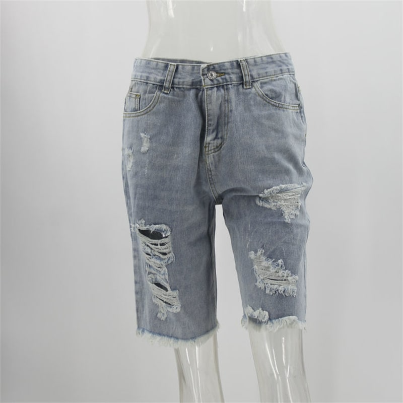 Women Casual Ripped Denim Shorts