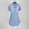 Lapel Short-Sleeve Single-Breasted Casual Shirt Dress