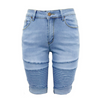 Classical Punk Style Women Medium-Waisted Super Elastic Denim Medium-Length Pants