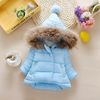 Girls Winter Woolen Collar Thickening Hooded Coat