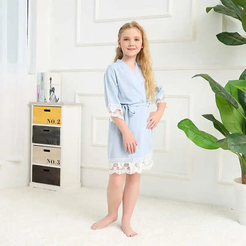 Children Solid Color Simple Loose Night-Robe