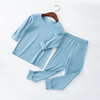 Children Solid Color Long Sleeve Trousers Pajama Set