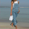 Women Pocket Design Loose Denim Jumpsuits