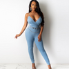 Sexy Backless Patchwork Denim Sling Jumpsuits