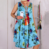 Round Neckline Sleeveless Floral Print Loose Casual Dress