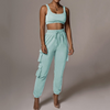 Women Fashion Sport Solid Color Tank Top And Pants Two Pieces Set