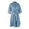 Women Casual Sash Half-Sleeve Shirt Collar Side-Slit Denim Dress