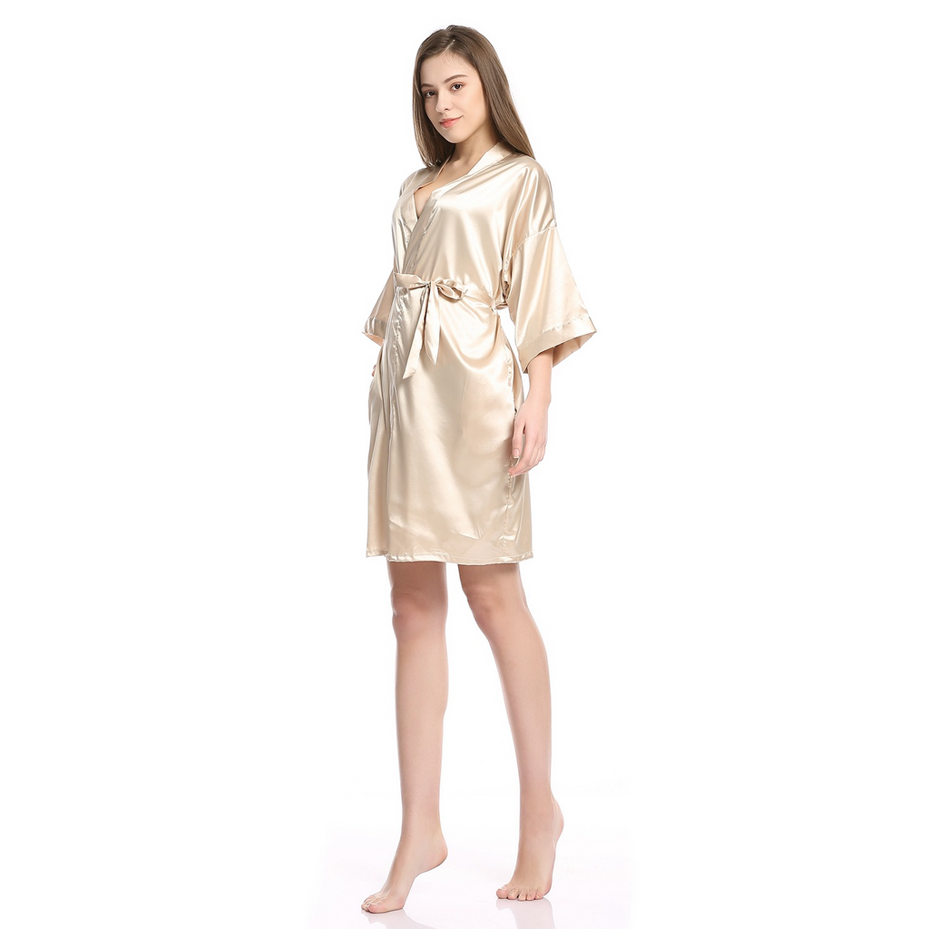 Women Solid Color Mid-Length Homewear Sleep-Robe