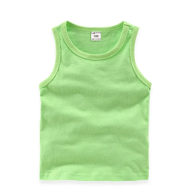 Kids Basic Round Neck Sleeveless Solid Color Casual Vest T-Shirt