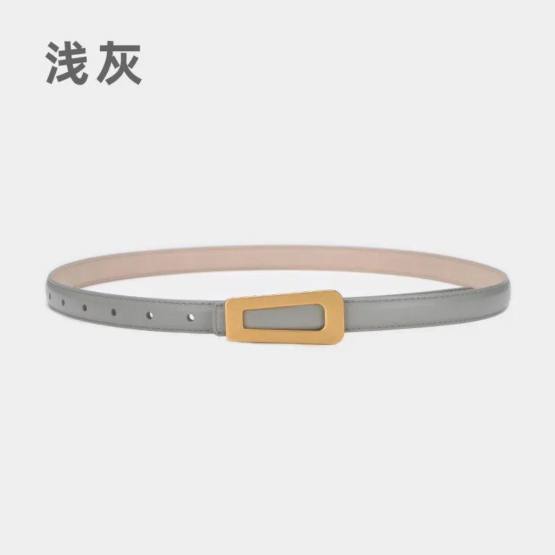 Women'S Fashion Casual Retro Alloy Smooth Buckle Thin Leather Belt