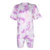 Women Fashion Round Neck Tie-Dye Short-Sleeve Tee And Tight Shorts Two-Piece Sets