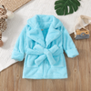 Kids Simple Solid Color Long Sleeve Lapel Plush Night-Robe