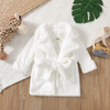 Kids Simple Solid Color Long Sleeve Lapel Plush Night-Robe