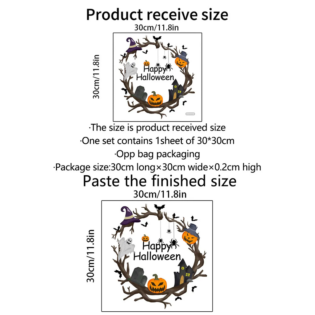 Withered Vine Pumpkin Bat Halloween Wall Background Decoration Self-Adhesive Sticker