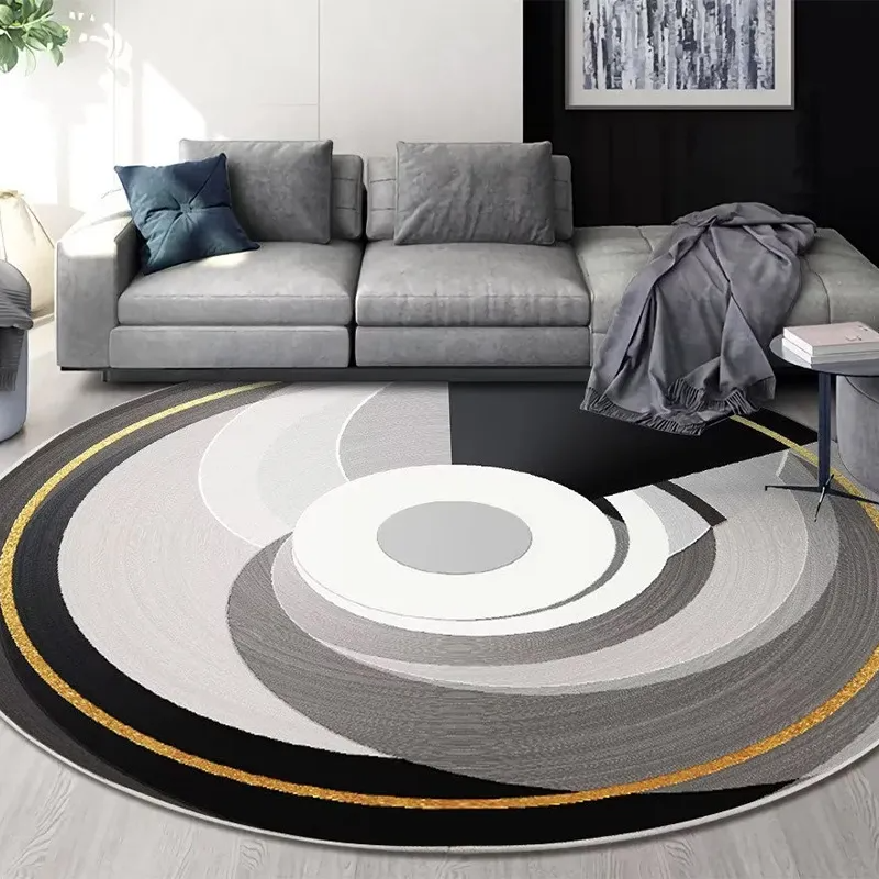 Living Room Simple Abstract Round Machine Washable Carpet