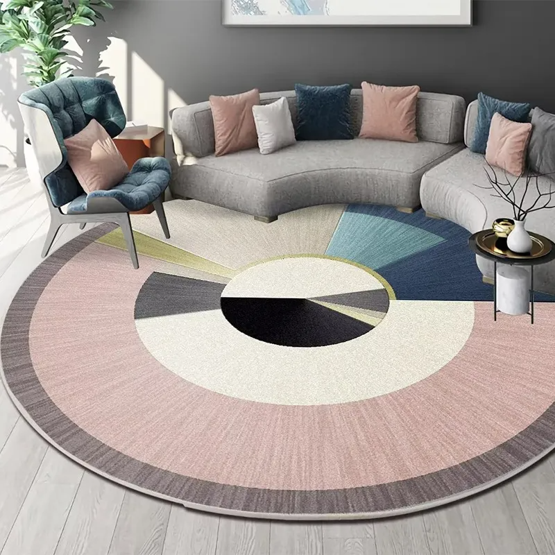 Living Room Simple Abstract Round Machine Washable Carpet