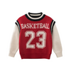 Boys Sporty Round Neck Long Sleeve Fake Two-Piece Knitwear