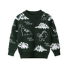 Boys Cute Casual Round Neck Long Sleeve All Over Print Dinosaur Pattern Knitwear