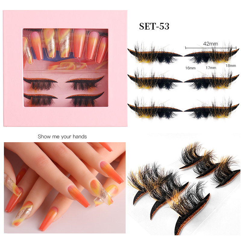 Women Fashion Eyeshadow Eyelash Nail Art 3 In 1 Set