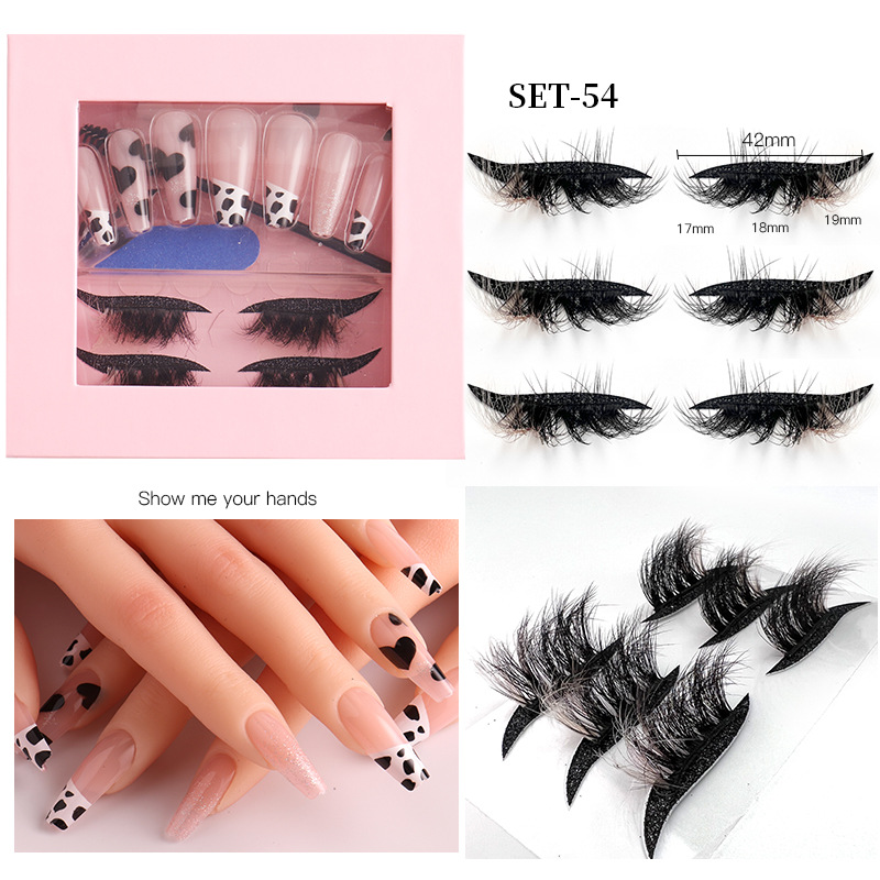 Women Fashion Eyeshadow Eyelash Nail Art 3 In 1 Set