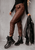 Solid Color Drawstring Pu Leather Casual Fashion Pencil Pants Women