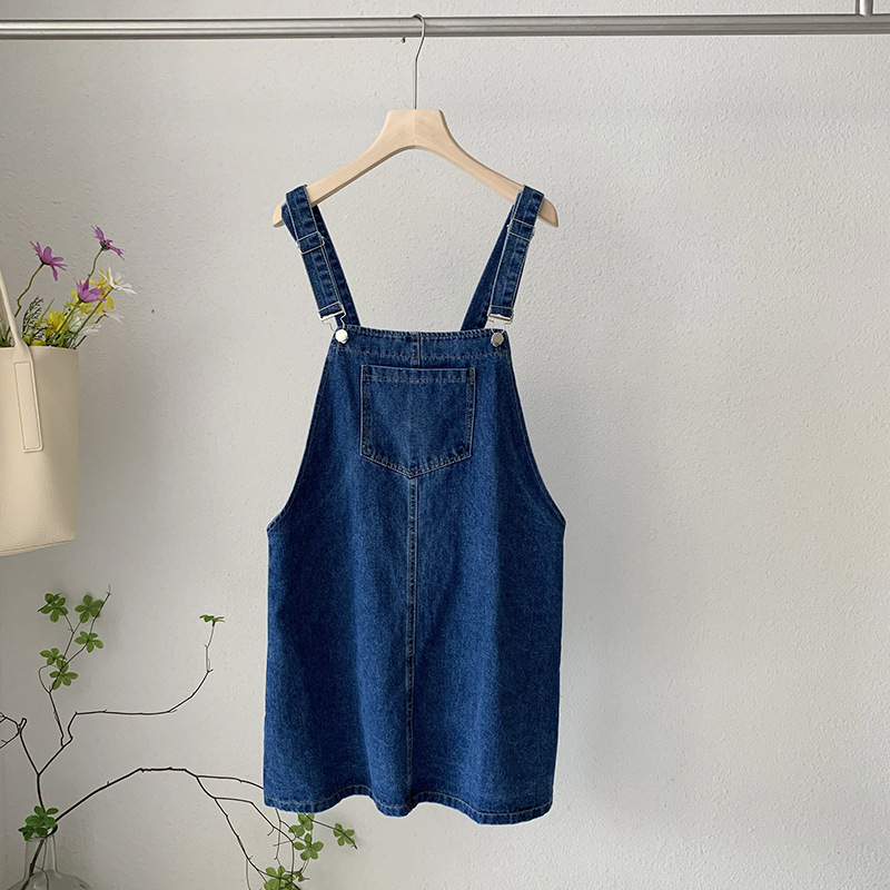 Women Ivy Preppy Style Summer Loose Casual Denim Suspender Dress