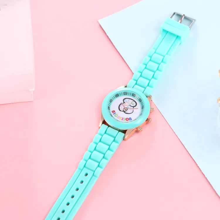 Kids Cute Silicone Band Candy Color Colorful Cartoon Bear Watch