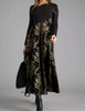 Women Ramadan /Eid Fashion Casual Print Round Neck Long Sleeve Maxi Dress