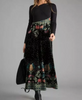 Women Ramadan /Eid Fashion Casual Print Round Neck Long Sleeve Maxi Dress