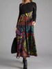 Women Ramadan /Eid Fashion Casual Print Round Neck Long Sleeve Maxi Dress