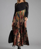 Women Ramadan /Eid Fashion Casual Print Round Neck Long Sleeve Maxi Dress