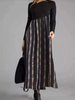 Women Ramadan /Eid Fashion Casual Print Round Neck Long Sleeve Maxi Dress