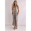 Women Loose Waist Beltless Straight Brown Loose Jumpsuit