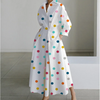 Women Ramadan /Eid Fashion Long Sleeve V-Neck Dot Print Long Sleeve Dress