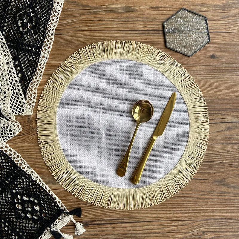 (Buy 1 Get 1) Retro Nordic Hand-Woven Dining Mat Home Table Tassel Placemat