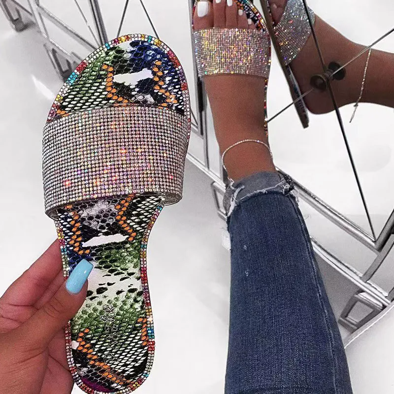 Women Fashion Rhinestone Slippers Shoes