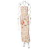 Women'S Fashion Vacation Printing Halter Neck Lace-Up Slim Long Dress