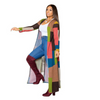 Women Fashion Contrast Color Plaid Print Long Sleeve Cardigan Coat