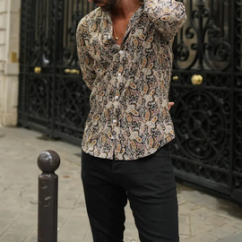 Men'S Fashion Basic Printed Long Sleeve Shirt