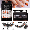 ( Buy 1 Get 1 ) Women Multi Layer Thick Mink False Eyelashes Halloween Pumpkin False Nail Set