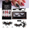 ( Buy 1 Get 1 ) Women Multi Layer Thick Mink False Eyelashes Halloween Pumpkin False Nail Set