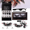 ( Buy 1 Get 1 ) Women Multi Layer Thick Mink False Eyelashes Halloween Pumpkin False Nail Set