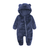 Kids Baby Boys Girls Autumn Winter Casual Cute Solid Color Bear Ear Fleeces Long Sleeve Hooded Bodysuit