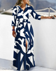 Women Fashion Casual Long Sleeve Printed Maxi Dress