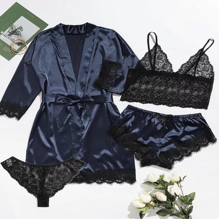 Women'S Sexy Suspender Pajamas Pajamas Four Piece Set